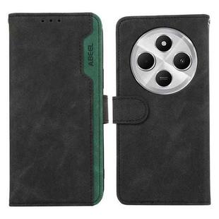 For Redmi 14C 4G ABEEL Color Block Magnetic RFID Leather Phone Case(Black-Green)