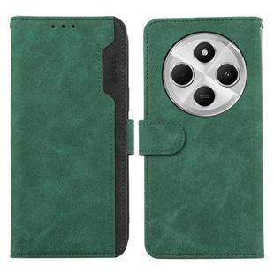 For Redmi 14C 4G ABEEL Color Block Magnetic RFID Leather Phone Case(Green-Black)