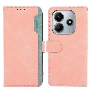 For Redmi Note 14 4G 164.84mm ABEEL Color Block Magnetic RFID Leather Phone Case(Pink-Cyan)