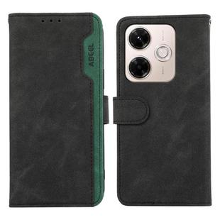 For Redmi 13x ABEEL Color Block Magnetic RFID Leather Phone Case(Black-Green)