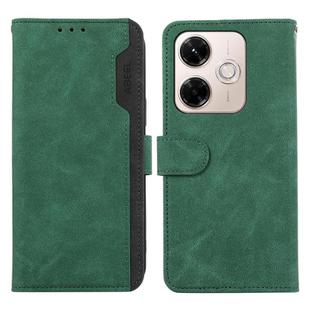 For Redmi 13x ABEEL Color Block Magnetic RFID Leather Phone Case(Green-Black)
