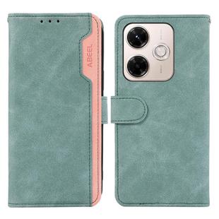 For Redmi 13x ABEEL Color Block Magnetic RFID Leather Phone Case(Cyan-Pink)