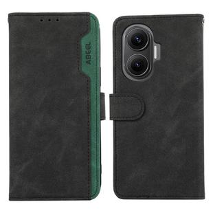 For Redmi Turbo 4 Pro ABEEL Color Block Magnetic RFID Leather Phone Case(Black-Green)