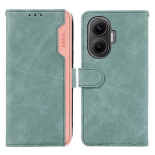 For Redmi Turbo 4 Pro ABEEL Color Block Magnetic RFID Leather Phone Case(Cyan-Pink)