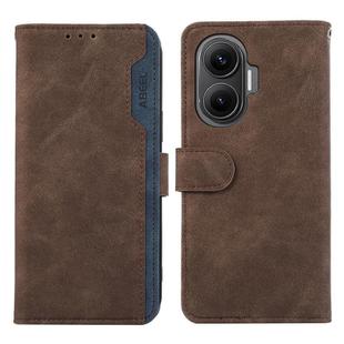 For Redmi Turbo 4 Pro ABEEL Color Block Magnetic RFID Leather Phone Case(Brown-Blue)