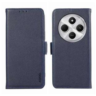 For Redmi 14C 4G ABEEL Side-Magnetic Litchi Pattern Leather RFID Phone Case(Blue)