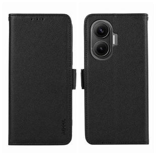 For Redmi Turbo 4 Pro ABEEL Side-Magnetic Litchi Pattern Leather RFID Phone Case(Black)