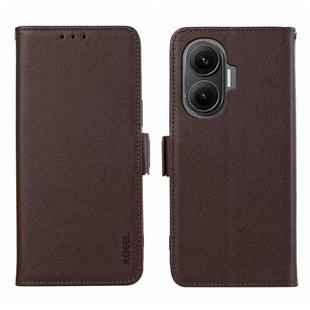 For Redmi Turbo 4 Pro ABEEL Side-Magnetic Litchi Pattern Leather RFID Phone Case(Brown)