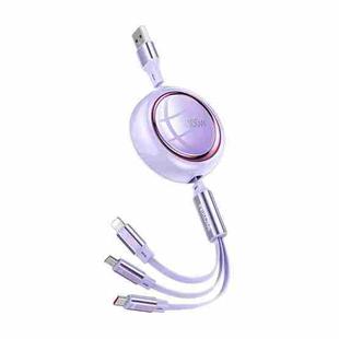 WK WDC-18 Star Series 1.2m 100W USB to 8 Pin / Type-C / Micro USB Retractable Data Cable(Purple)