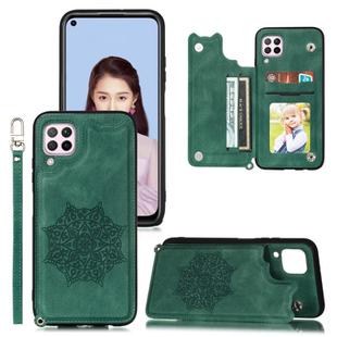 For Huawei P40 Lite Mandala Embossed PU + TPU Case with Holder & Card Slots & Photo Frame & Strap(Green)