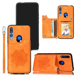 For Huawei P Smart Z / Y9 Prime Mandala Embossed PU + TPU Case with Holder & Card Slots & Photo Frame & Strap(Yellow)