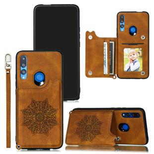 For Huawei P Smart Z / Y9 Prime Mandala Embossed PU + TPU Case with Holder & Card Slots & Photo Frame & Strap(Brown)