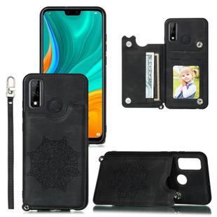 For Huawei P smart 2020 Mandala Embossed PU + TPU Case with Holder & Card Slots & Photo Frame & Strap(Black)