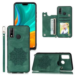 For Huawei P smart 2020 Mandala Embossed PU + TPU Case with Holder & Card Slots & Photo Frame & Strap(Green)