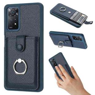 For Redmi Note 11 Pro 4G Litchi Texture Drawing Card Bag Ring Holder Phone Case(Blue)