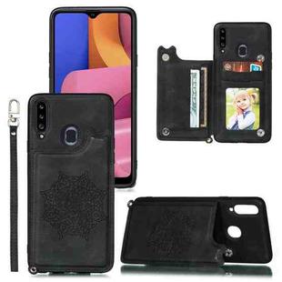 For Xiaomi Redmi Note 7 Mandala Embossed PU + TPU Case with Holder & Card Slots & Photo Frame & Strap(Black)