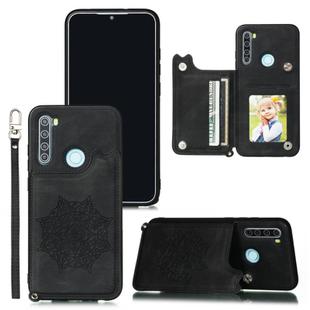 For Xiaomi Redmi Note 8 Mandala Embossed PU + TPU Case with Holder & Card Slots & Photo Frame & Strap(Black)