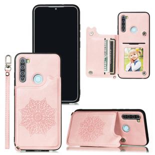 For Xiaomi Redmi Note 8T Mandala Embossed PU + TPU Case with Holder & Card Slots & Photo Frame & Strap(Rose Gold)