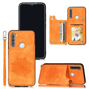 For Xiaomi Redmi Note 8T Mandala Embossed PU + TPU Case with Holder & Card Slots & Photo Frame & Strap(Yellow)
