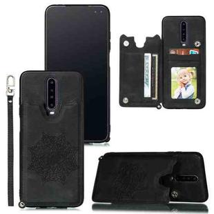 For Xiaomi Redmi K30 Mandala Embossed PU + TPU Case with Holder & Card Slots & Photo Frame & Strap(Black)