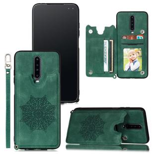 For Xiaomi Redmi K30 Mandala Embossed PU + TPU Case with Holder & Card Slots & Photo Frame & Strap(Green)