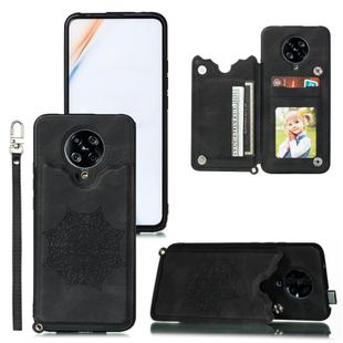 For Xiaomi Redmi K30 Pro Mandala Embossed PU + TPU Case with Holder & Card Slots & Photo Frame & Strap(Black)