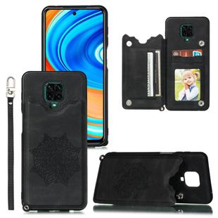 For Xiaomi Redmi Note 9 Pro Max Mandala Embossed PU + TPU Case with Holder & Card Slots & Photo Frame & Strap(Black)