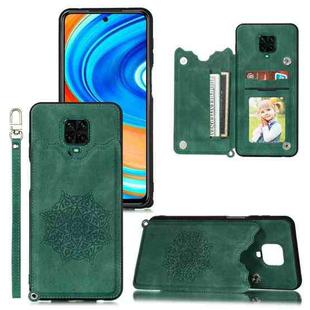 For Xiaomi Redmi Note 9 Pro Max Mandala Embossed PU + TPU Case with Holder & Card Slots & Photo Frame & Strap(Green)