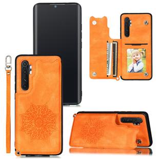 For Xiaomi Mi Note 10 Lite Mandala Embossed PU + TPU Case with Holder & Card Slots & Photo Frame & Strap(Yellow)