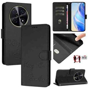 For Huawei nova 12i 4G Global Smile Embossing RFID Leather Phone Case(Black)