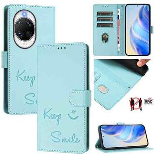 For Huawei nova 14 5G Smile Embossing RFID Leather Phone Case(Mint Green)