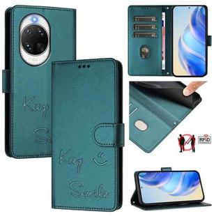 For Huawei nova 14 5G Smile Embossing RFID Leather Phone Case(Peacock Green)