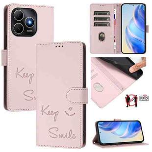 For Huawei Enjoy 80s Smile Embossing RFID Leather Phone Case(Pink)