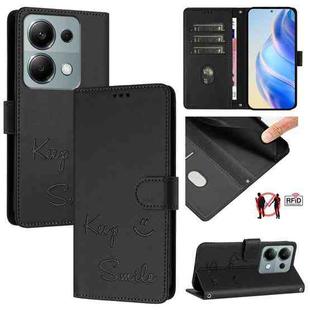 For Xiaomi Poco M6 Pro 4G Smile Embossing RFID Leather Phone Case(Black)