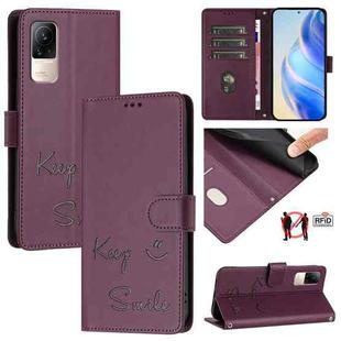 For Xiaomi Civi 1S Smile Embossing RFID Leather Phone Case(Violet)