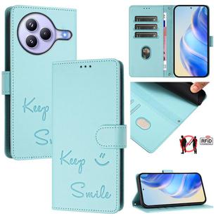 For Xiaomi Civi 5 Pro 5G Smile Embossing RFID Leather Phone Case(Mint Green)