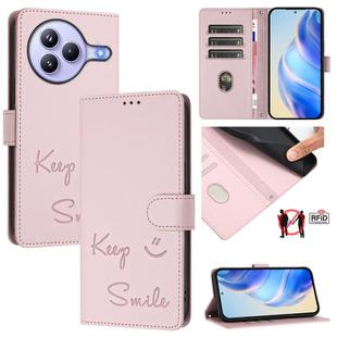 For Xiaomi Civi 5 Pro 5G Smile Embossing RFID Leather Phone Case(Pink)