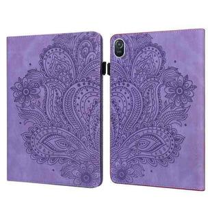 For Honor Pad 8 Peacock Embossed Pattern Leather Tablet Case(Purple)