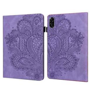 For Honor Pad X9 Peacock Embossed Pattern Leather Tablet Case(Purple)