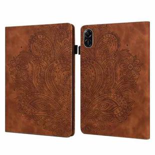 For Honor Pad X9 Peacock Embossed Pattern Leather Tablet Case(Brown)