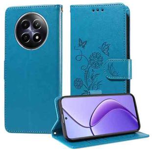 For Realme 12 5G / 12x 5G / C65 5G Global Embossed Butterfly Flowers Leather Phone Case(Blue)