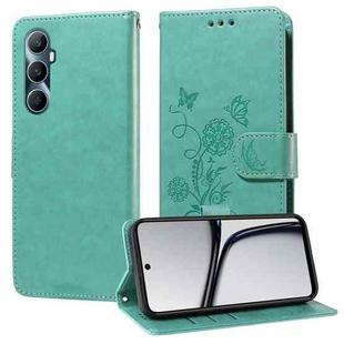 For Realme C65 4G Global Embossed Butterfly Flowers Leather Phone Case(Green)