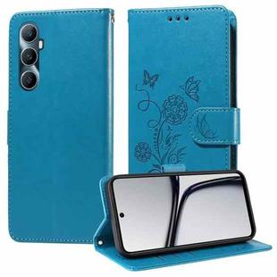 For Realme C65 4G Global Embossed Butterfly Flowers Leather Phone Case(Blue)