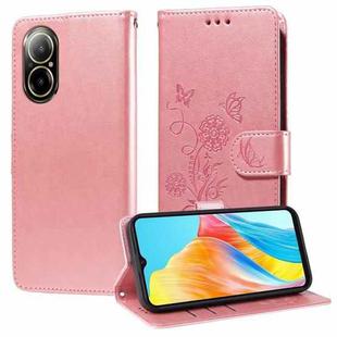 For Realme C67 4G / 12 Lite 4G Global Embossed Butterfly Flowers Leather Phone Case(Rose Gold)