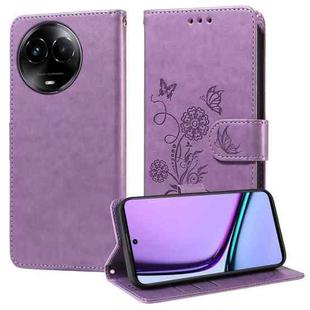 For Realme C67 5G / 11 5G Taiwan / Global Embossed Butterfly Flowers Leather Phone Case(Purple)