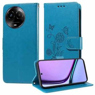 For Realme C67 5G / 11 5G Taiwan / Global Embossed Butterfly Flowers Leather Phone Case(Blue)