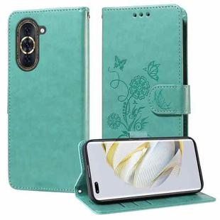 For Huawei nova 10 Pro Embossed Butterfly Flowers Leather Phone Case(Green)