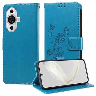 For Huawei nova 11 Pro / nova 11 Ultra Embossed Butterfly Flowers Leather Phone Case(Blue)