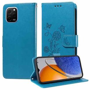 For Huawei nova Y61 / Enjoy 50Z Embossed Butterfly Flowers Leather Phone Case(Blue)