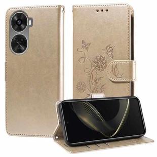 For Huawei nova 12 SE 4G Embossed Butterfly Flowers Leather Phone Case(Gold)